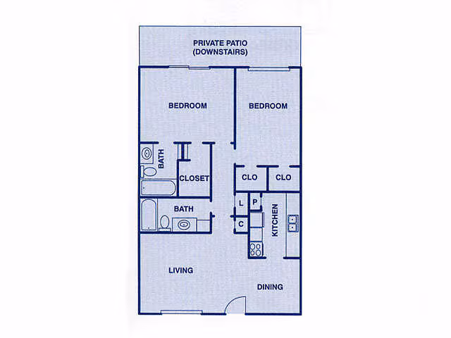 2 Beds • 2 Bath floor plan